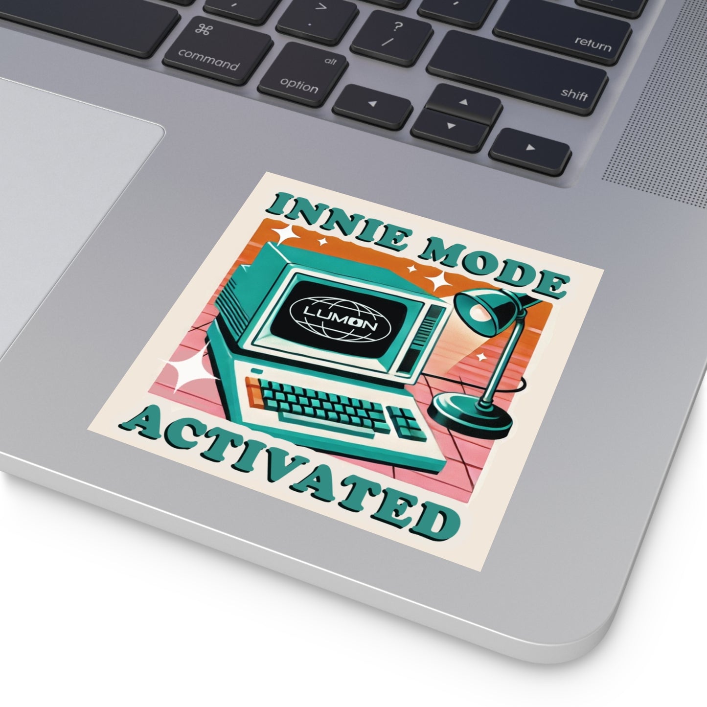 Innie Mode Activated Sticker – Retro Severance TV Show Vinyl Sticker – Vintage Computer Rainbow Design for Laptop, Journal, or Water Bottle