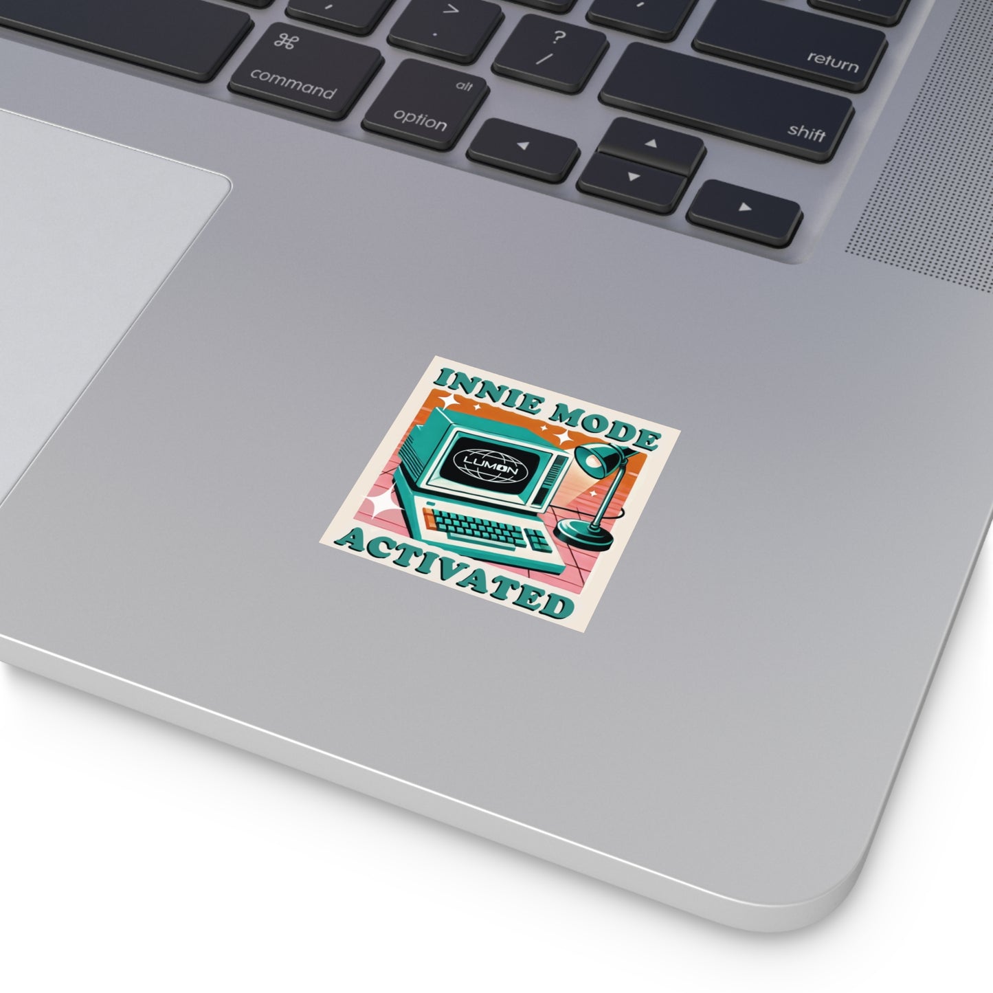 Innie Mode Activated Sticker – Retro Severance TV Show Vinyl Sticker – Vintage Computer Rainbow Design for Laptop, Journal, or Water Bottle