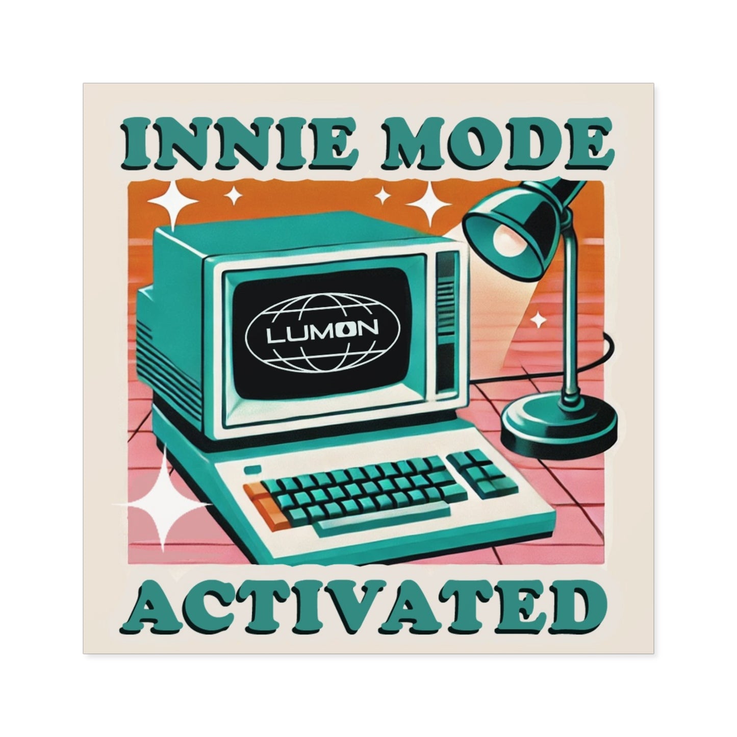 Innie Mode Activated Sticker – Retro Severance TV Show Vinyl Sticker – Vintage Computer Rainbow Design for Laptop, Journal, or Water Bottle