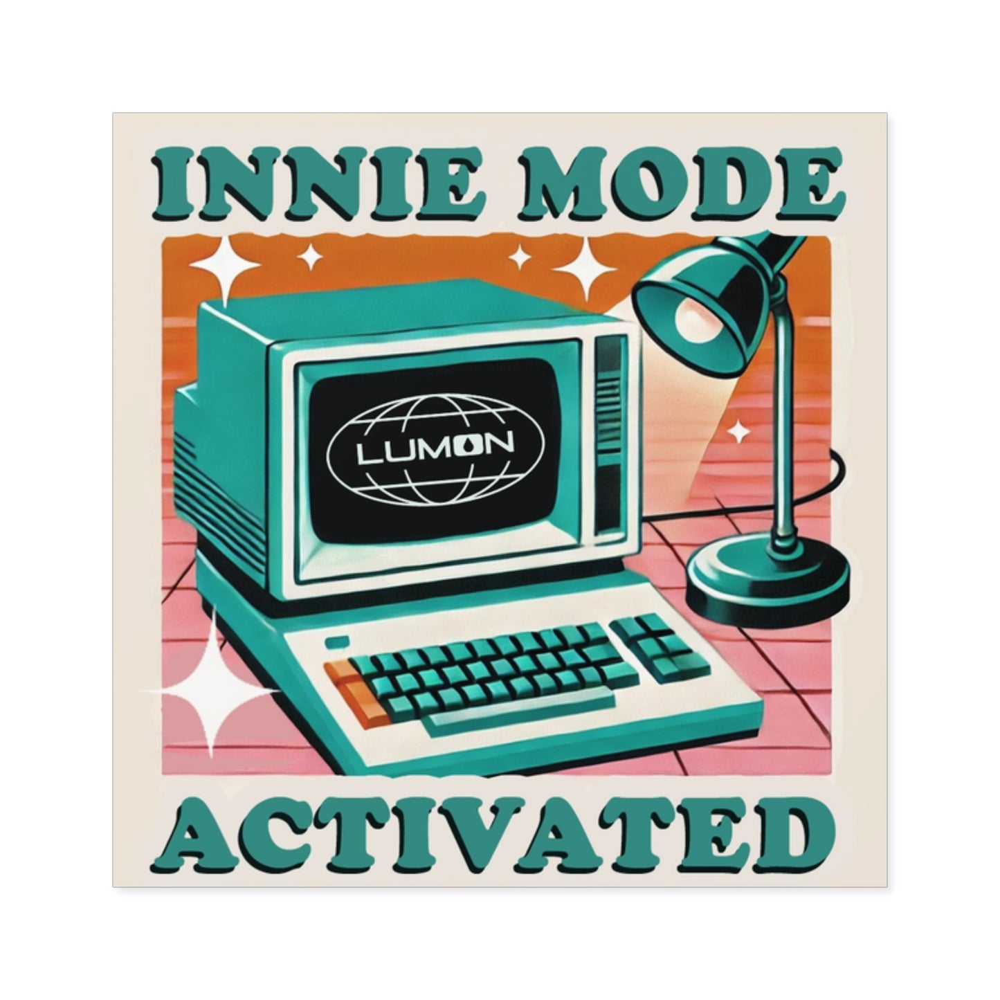 Innie Mode Activated Sticker – Retro Severance TV Show Vinyl Sticker – Vintage Computer Rainbow Design for Laptop, Journal, or Water Bottle