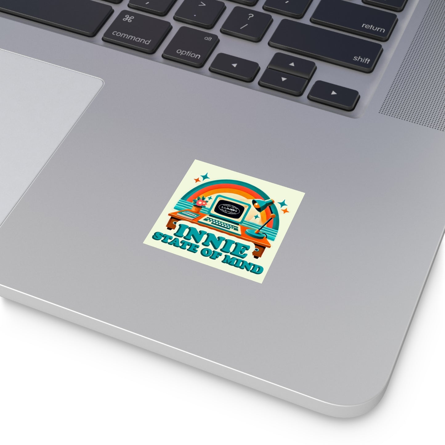 INNIE STATE OF MIND Sticker – Retro Severance TV Show Vinyl Sticker – Rainbow Office Fan Art for Laptops, Journals & Water Bottles