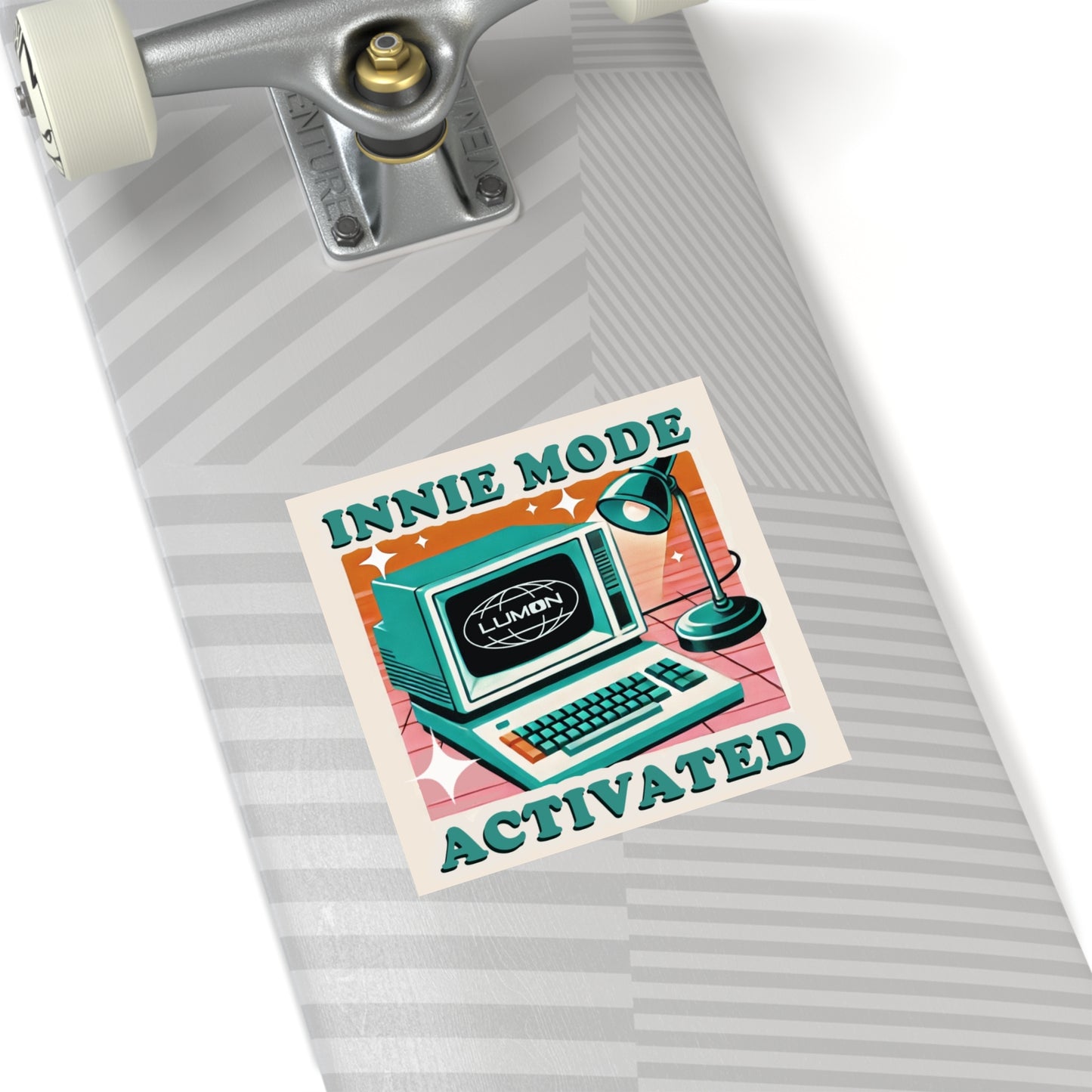 Innie Mode Activated Sticker – Retro Severance TV Show Vinyl Sticker – Vintage Computer Rainbow Design for Laptop, Journal, or Water Bottle