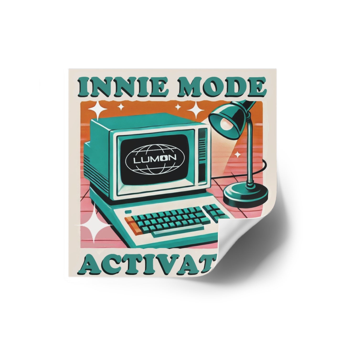 Innie Mode Activated Sticker – Retro Severance TV Show Vinyl Sticker – Vintage Computer Rainbow Design for Laptop, Journal, or Water Bottle