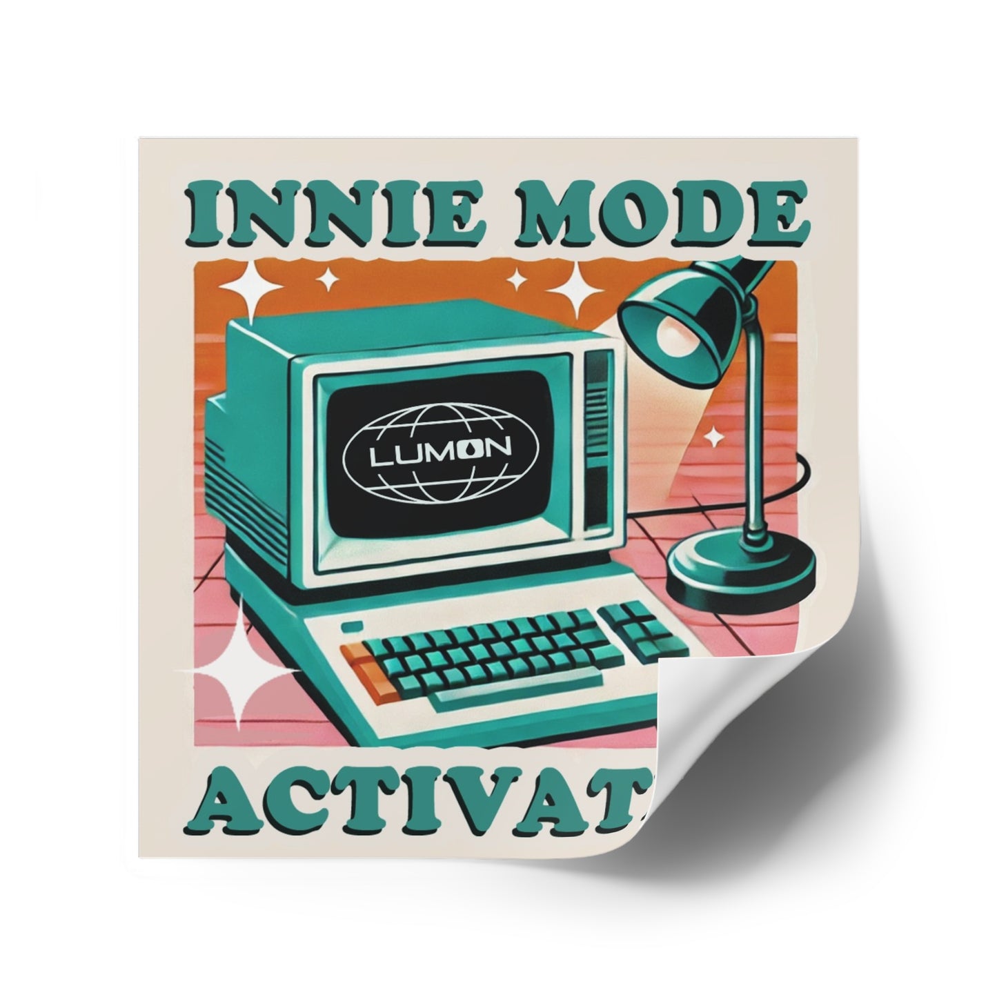 Innie Mode Activated Sticker – Retro Severance TV Show Vinyl Sticker – Vintage Computer Rainbow Design for Laptop, Journal, or Water Bottle